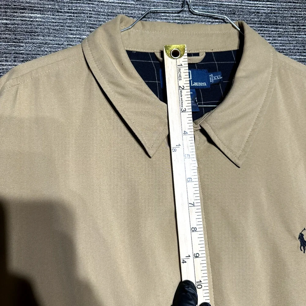 Polo by Ralph Lauren Jacket Men's 2XL Khaki Camel Brown Zip Lined Loop Collar